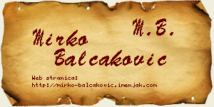 Mirko Balčaković vizit kartica